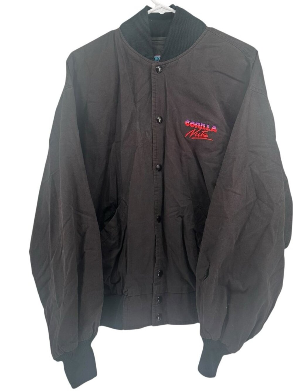 VTG Gorilla Nuts Bomber Jacket, Size XL, Black Car/Skater Jacket‎